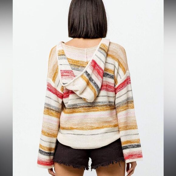 Billabong Baja Cotton Striped Pullover Sweater Hoodie Size L - Picture 1 of 11